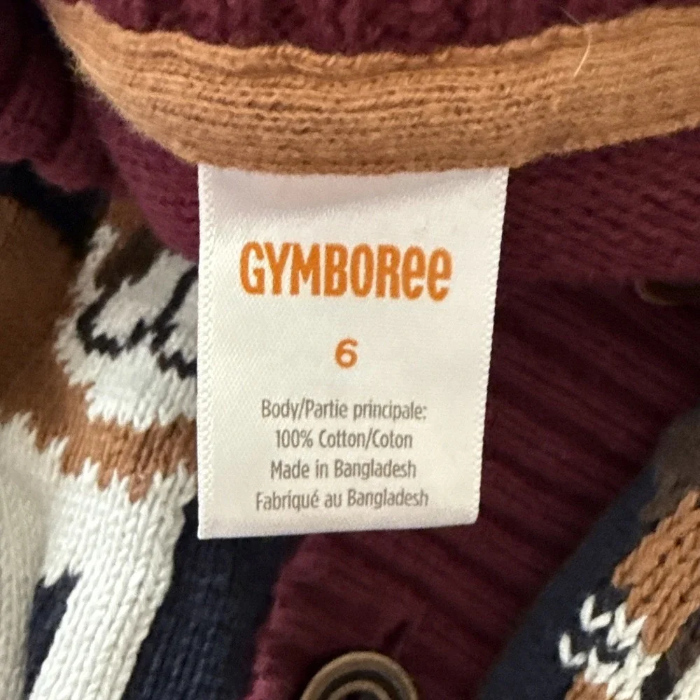 Gymboree Boys‎ Fair Isle Dog Knit Cardigan Sweater Size 6 Playful Pups Thick